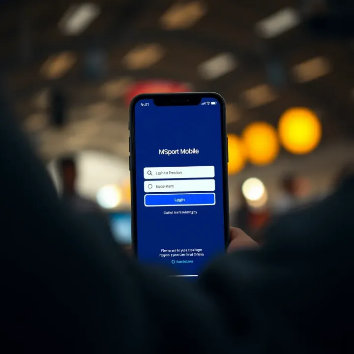 User interface showing login screen of classic MSport Mobile app on smartphone