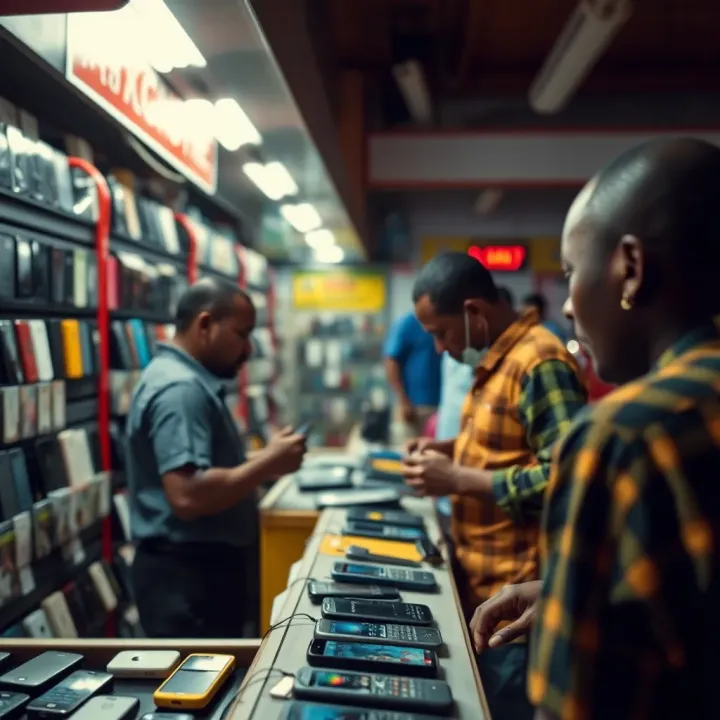 Affordable Authentic Tokunbo Mobile Devices at MSPORT Shop Customers browsing affordable authentic tokunbo mobile devices at MSPORT Shop