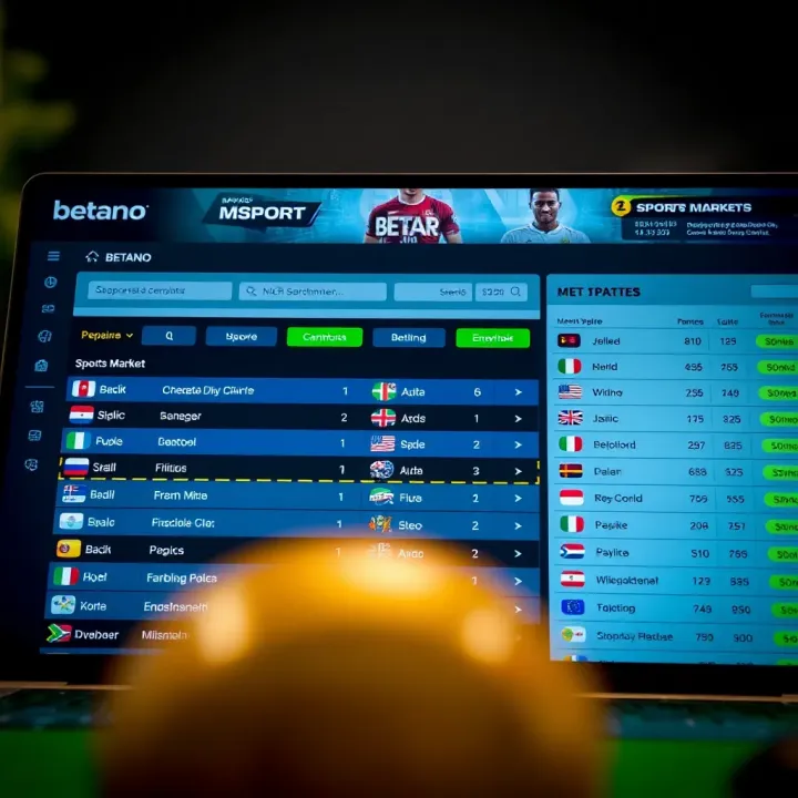 Interface showing a variety of sports markets available on Betano platform