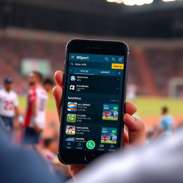 MSport APK User Interface on Mobile Device Screenshot displaying the MSport APK interface on a smartphone with sports options visible