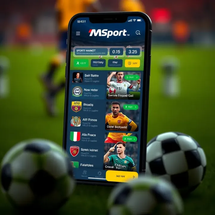 User interface of MSport betting app showcasing various sports betting markets available in Nigeria