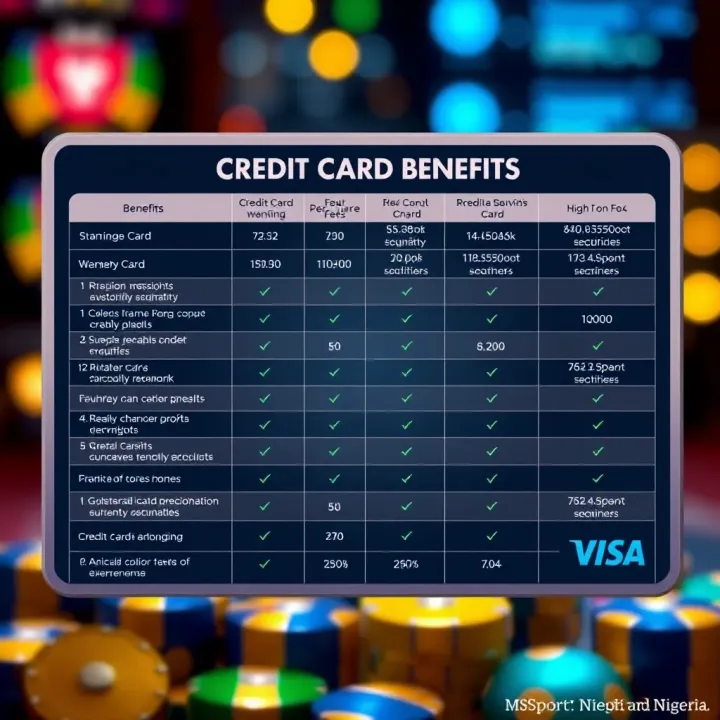 Comparison chart highlighting the benefits and fees of various credit cards available in Nigeria