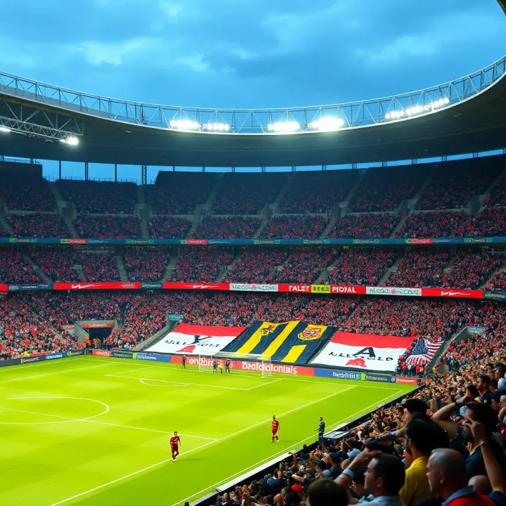 Premier League football stadium filled with cheering fans