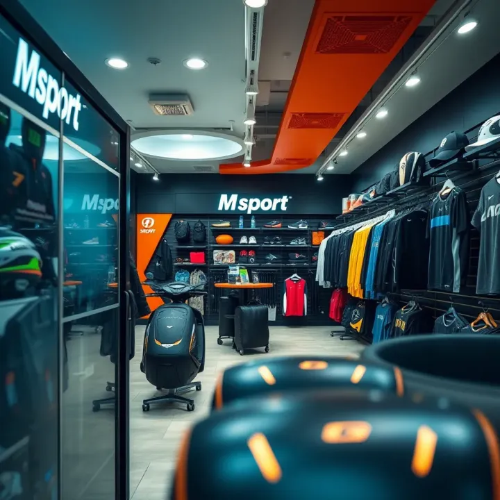 Inside Msport Shop's Retail Space and Product Range Modern retail environment featuring a variety of sports equipment and lifestyle products
