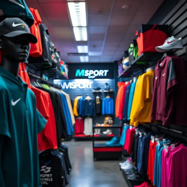 Display of vibrant sportswear and accessories available at Msport Shop in Nigeria