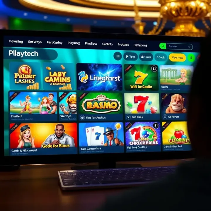 User interface of a Playtech online casino platform displaying various game categories and promotional banners