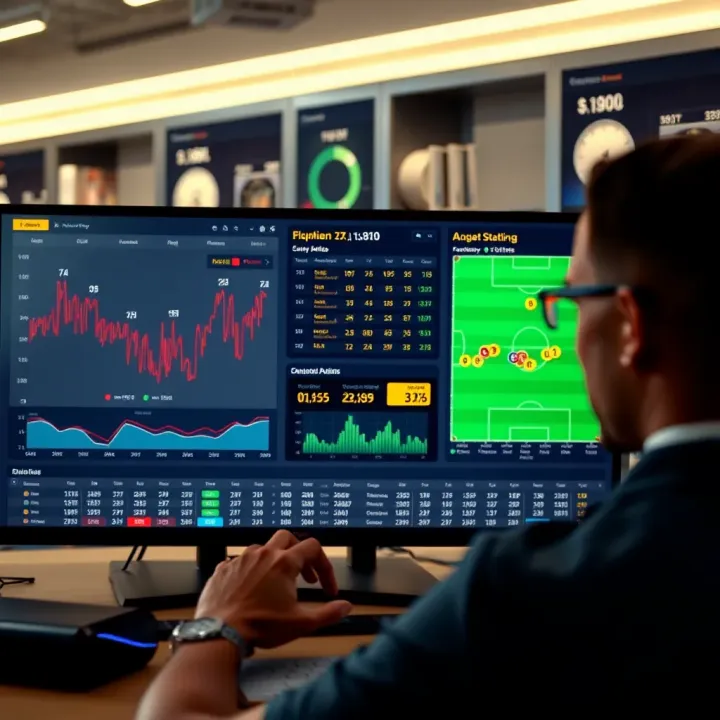 Analyzing Football Betting Statistics for Accurate Predictions Football betting statistics and charts displayed on a digital screen for analysis