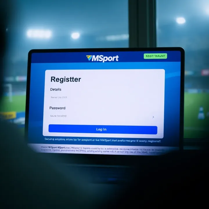 User interface showing the MSport registration page with fields for personal details and secure password creation