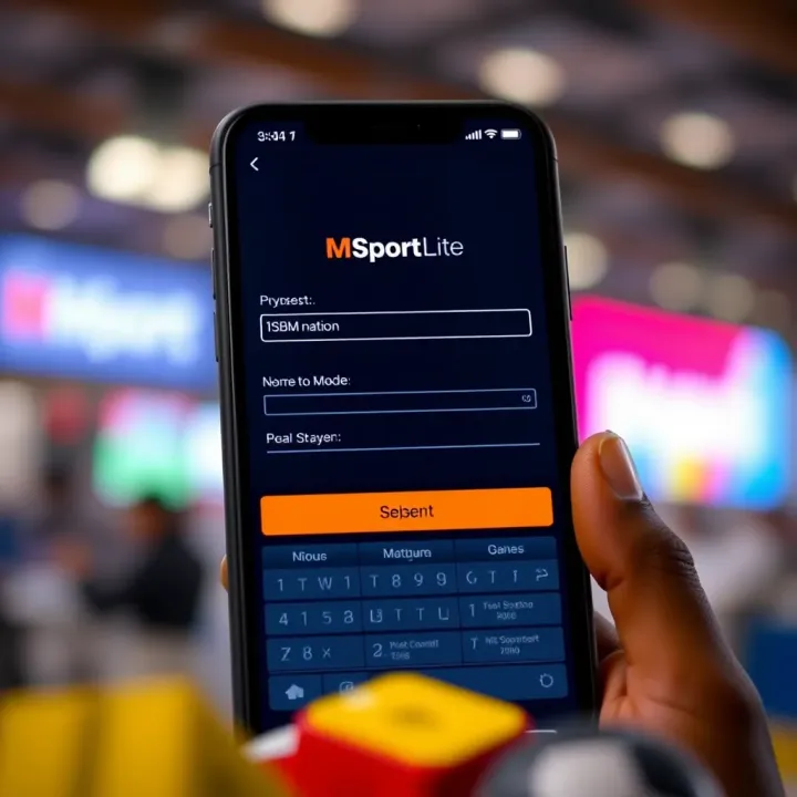 Registration Screen in MSport Mobile Lite Application Registration screen of MSport Mobile Lite app highlighting input fields and submit button