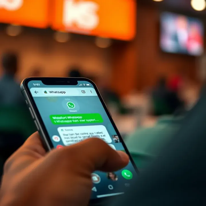 Smartphone screen displaying MSport WhatsApp chat interface with customer support messages
