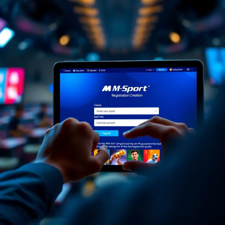 Registration Form for M-Sport Account Creation User filling out registration form on a digital device