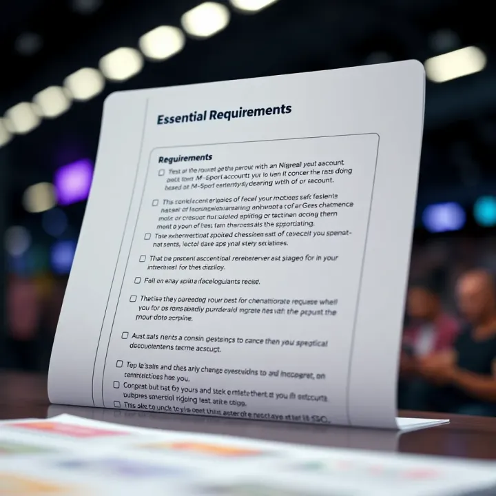 Checklist of requirements needed for creating an M-Sport account