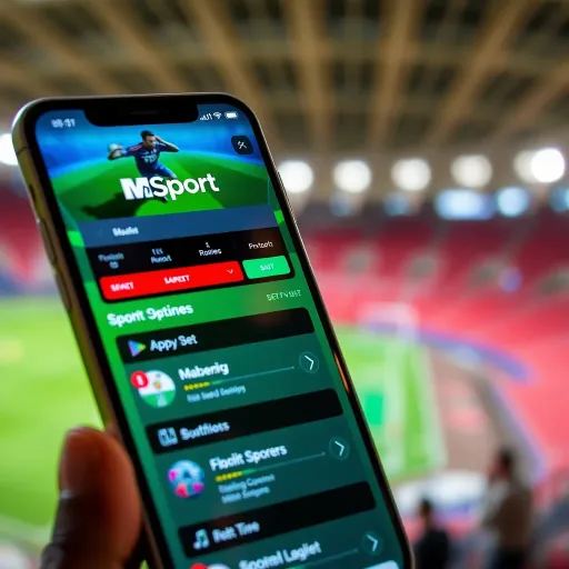 Mobile phone displaying the MSport app interface with sports betting options