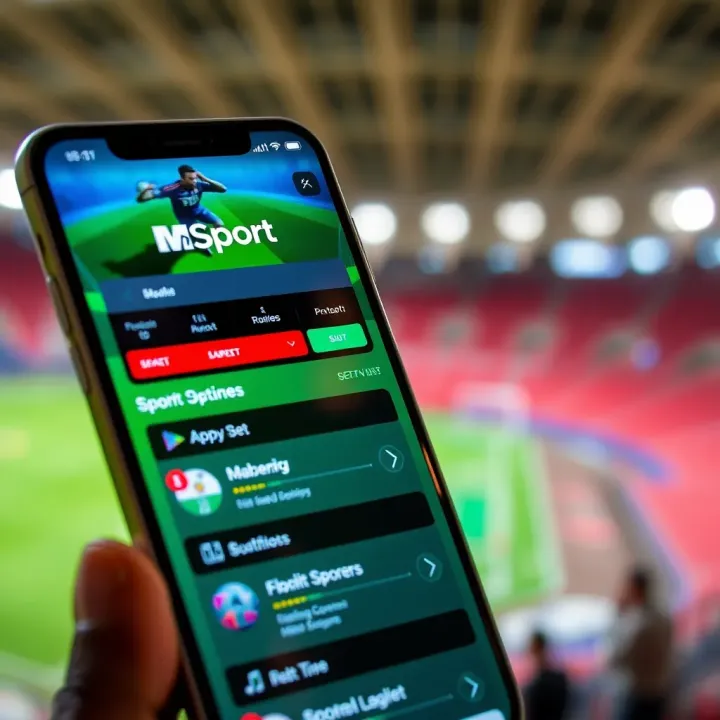 Mobile phone displaying the MSport app interface with sports betting options