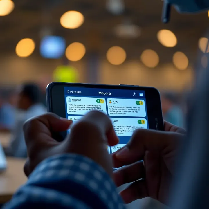User navigating through the MSport app on a smartphone showing security features and notifications