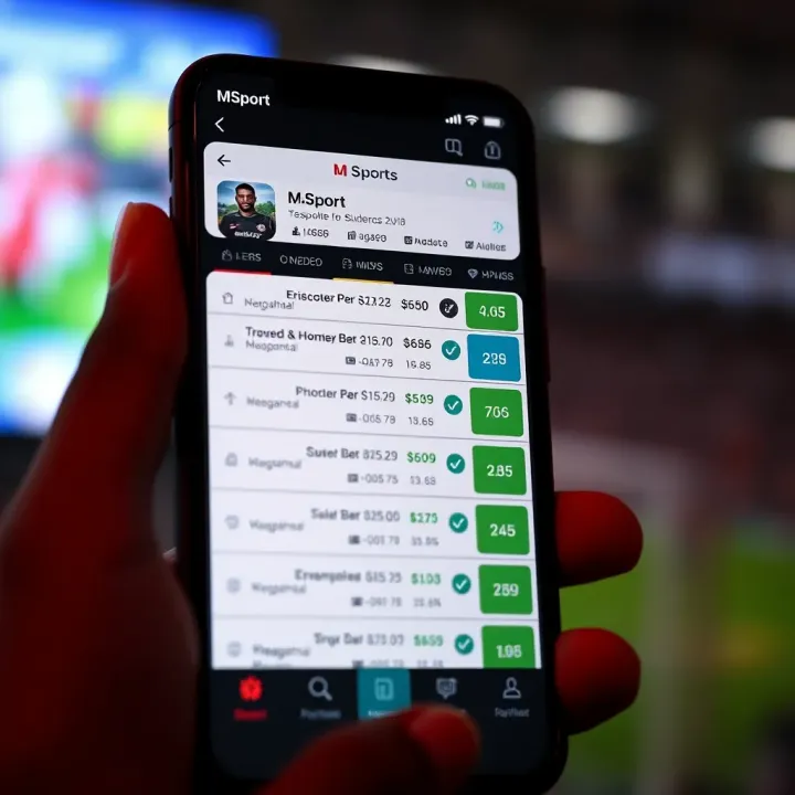Mobile screen showing various sports betting options and odds on MSport platform