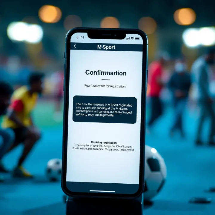 Verification and Confirmation of M-Sport Registration A smartphone displaying a confirmation message after successful registration