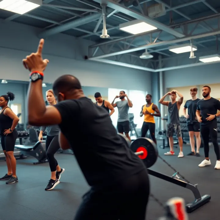 Dynamic Fitness Sessions at MSport Abuja Gym Group fitness class taking place in a spacious well-lit gym with professional equipment