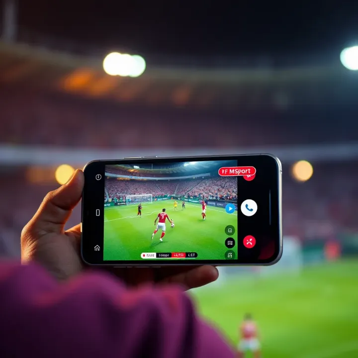 Live Football Streaming Experience on MSport APK Smartphone displaying live football match streaming through MSport APK app in vibrant colors
