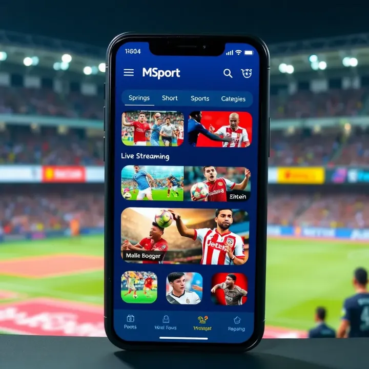 User-friendly interface of MSport APK showcasing sports categories and live streaming options