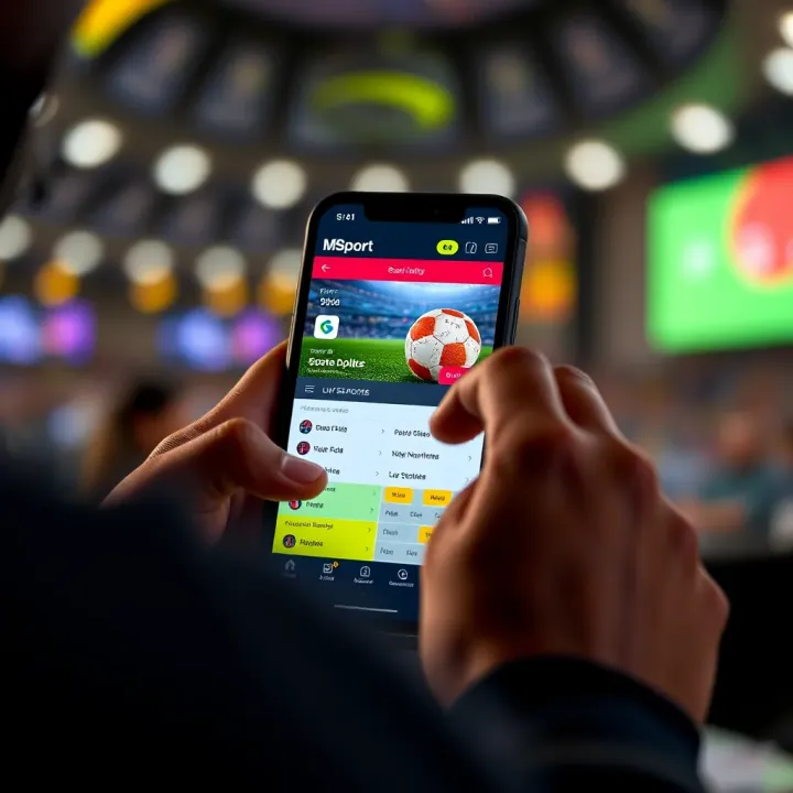 Exploring Live Sports Updates and Betting Features on MSport App User navigating MSport app interface showing live sports updates and betting options