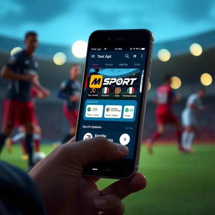 MSport App Live Sports Updates Interface Mobile phone displaying MSport app live sports updates interface