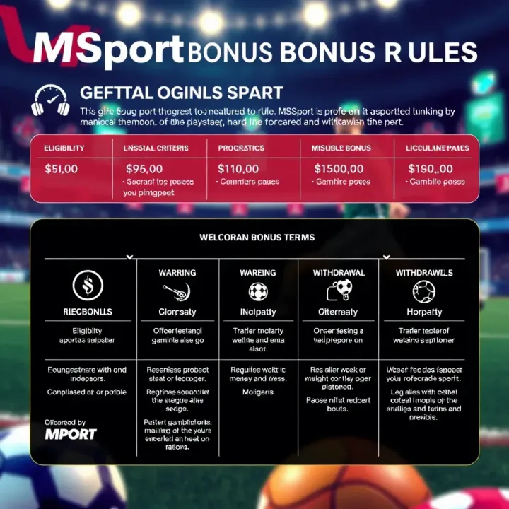 Guide to MSport Bonus Eligibility, Wagering, and Withdrawal Rules Diagram showing eligibility criteria, wagering requirements, and withdrawal rules for MSport bonus