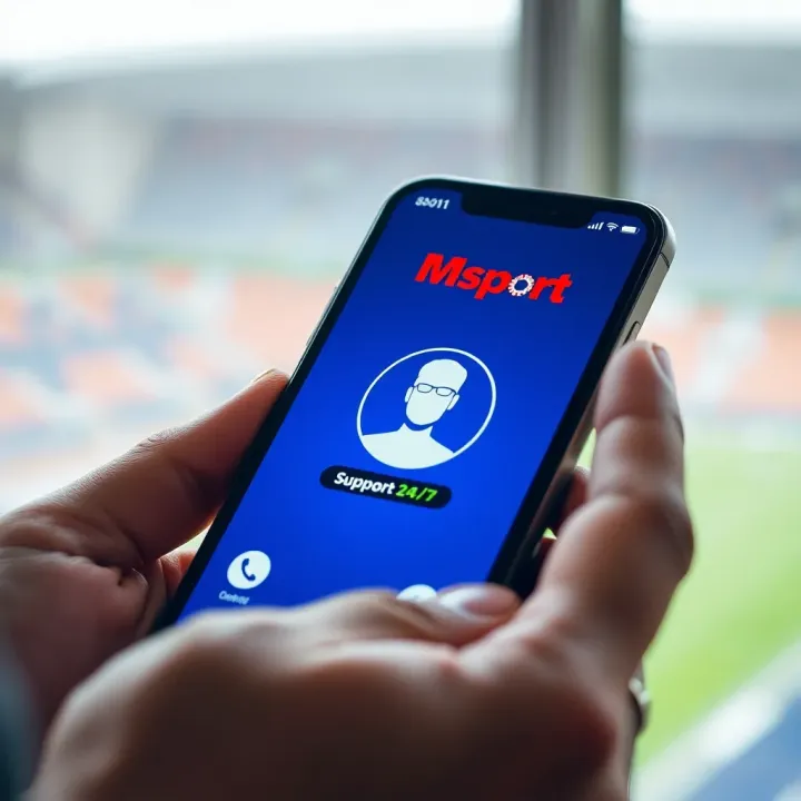 Mobile phone displaying Msport customer care contact screen in Nigeria
