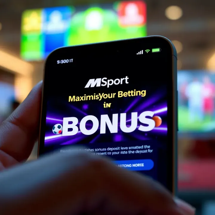 Digital representation of a mobile phone screen displaying a betting bonus notification with vibrant sports icons