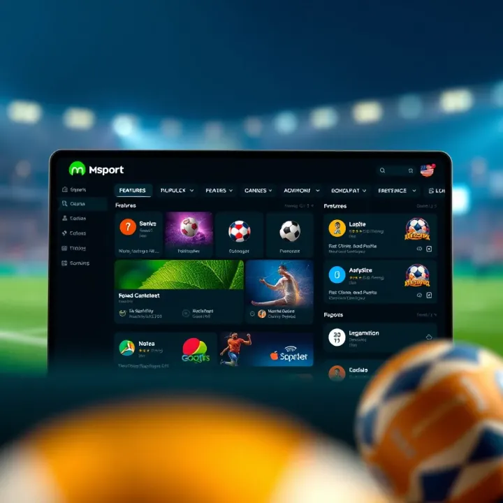 User interface dashboard showcasing Msport's features and navigation panel