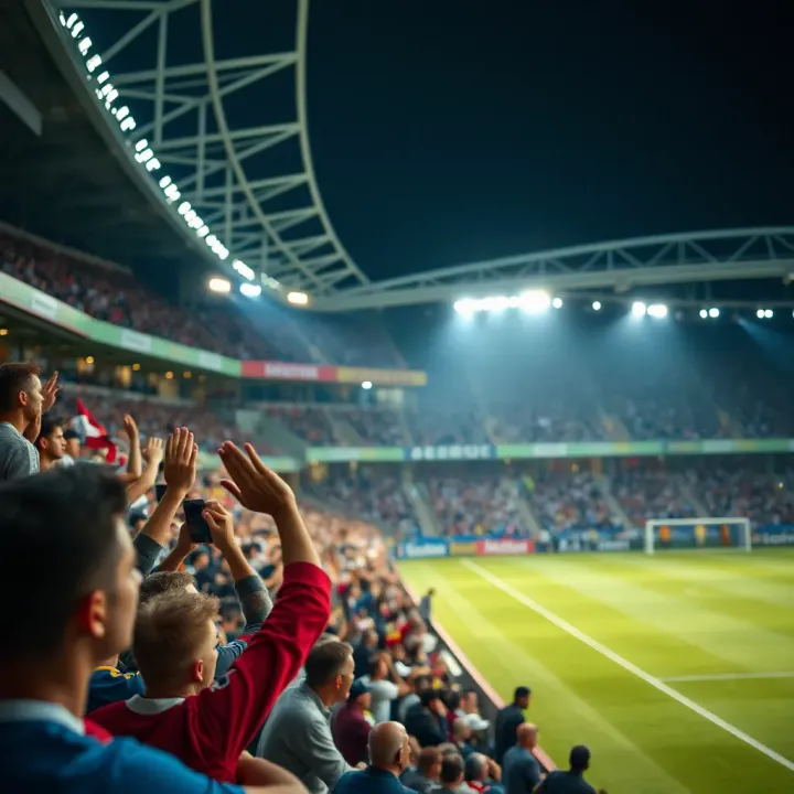 Energetic Atmosphere at a Five Lions Soccer Match Vibrant stadium filled with enthusiastic fans supporting the Five Lions during a soccer match