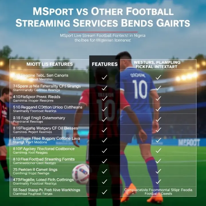 Comparison chart showing features of MSport and other football streaming services in Nigeria