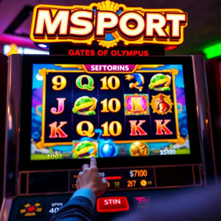 Vibrant screen showing MSport Gates of Olympus slot game with colorful symbols and dynamic background