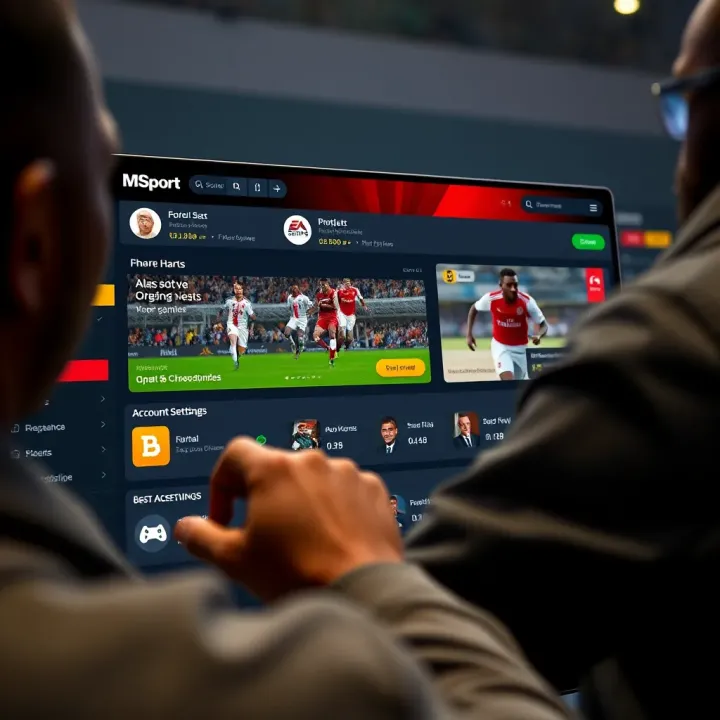 Dashboard view of MSport Kenya platform displaying sports updates, betting options, and account settings