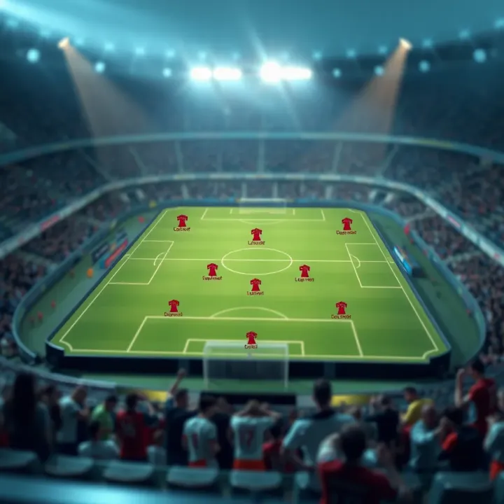Illustration of a tactical football formation board highlighting strategic positions