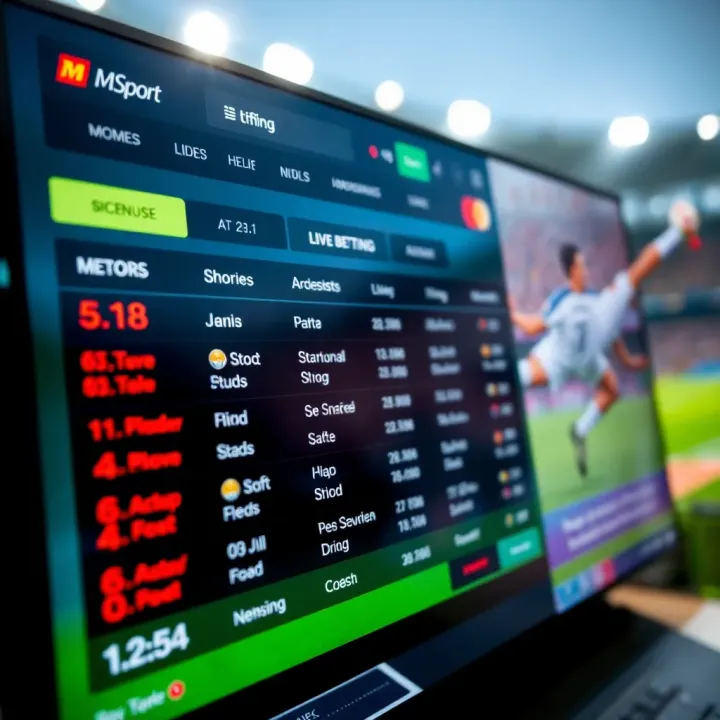 MSport Live Betting Interface Highlighting Real-Time Odds User interface displaying live football betting odds and options on MSport platform