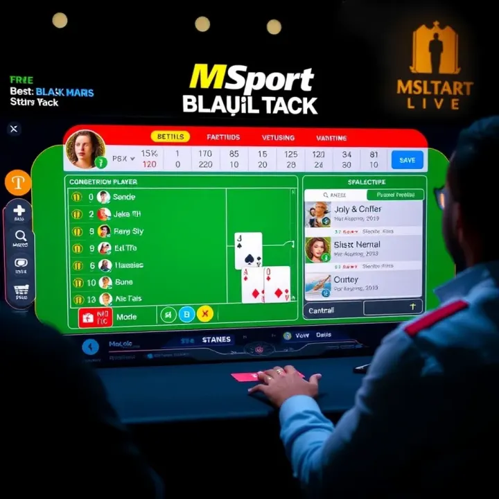 Interactive MSport Live Blackjack interface showcasing betting options and player statistics for Nigerian users
