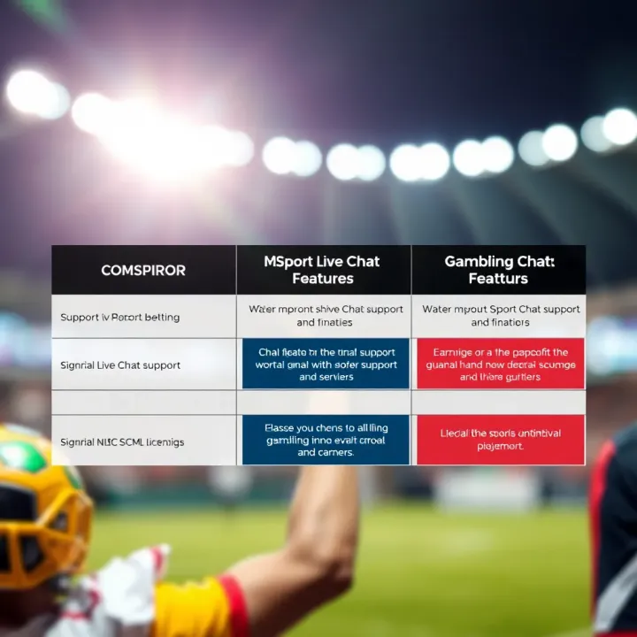 Comparison of MSport Live Chat Support Features Graphic showing comparison of MSport support features with other betting platforms