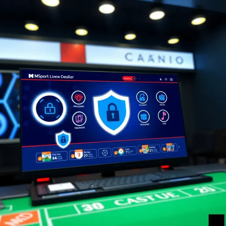 Secure online casino platform with digital security icons and user-friendly design