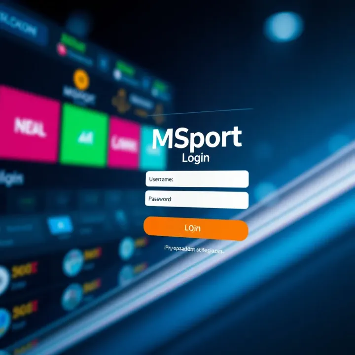 User interface displaying MSport login screen with username and password fields