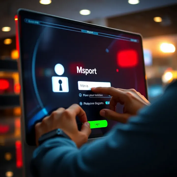 User entering credentials on a secure login screen for Msport account access