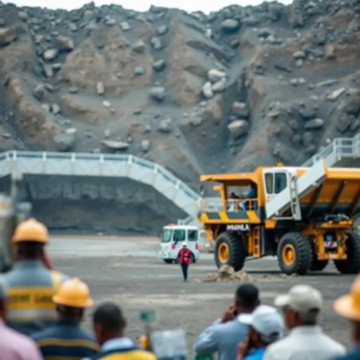 Modern mining equipment extracting minerals at an open-pit mine in Nigeria