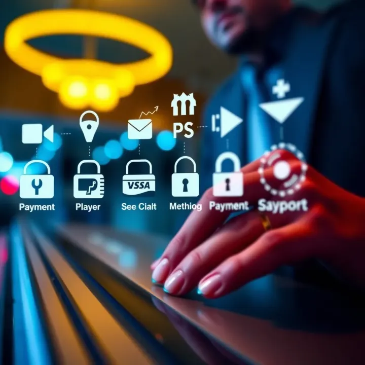 Secure transaction icons representing payment methods and customer support on Msport