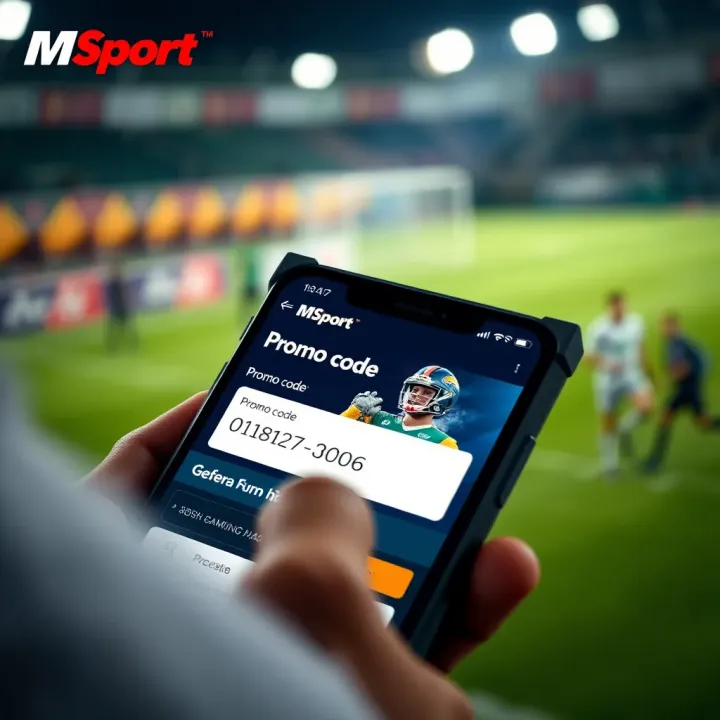 Illustration of a smartphone screen showing a sports betting app with a highlighted promo code input field