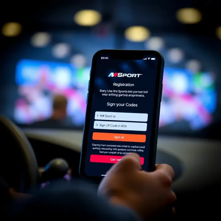 MSport Registration Interface with Sign-Up Code Input Mobile phone screen showing MSport registration interface with sign-up code entry