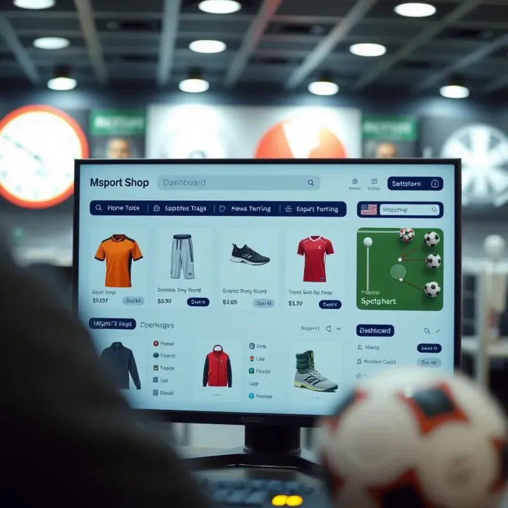Dashboard view of a newly created Msport Shop account showcasing sportswear categories