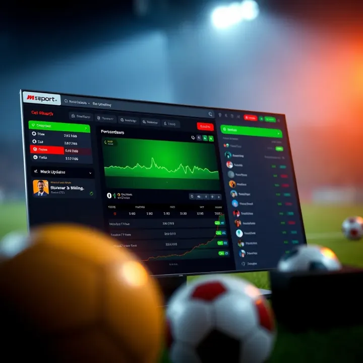 Betting and Match Updates Dashboard on Msport SoccerOnline User-friendly dashboard showcasing betting options and real-time match updates on Msport SoccerOnline