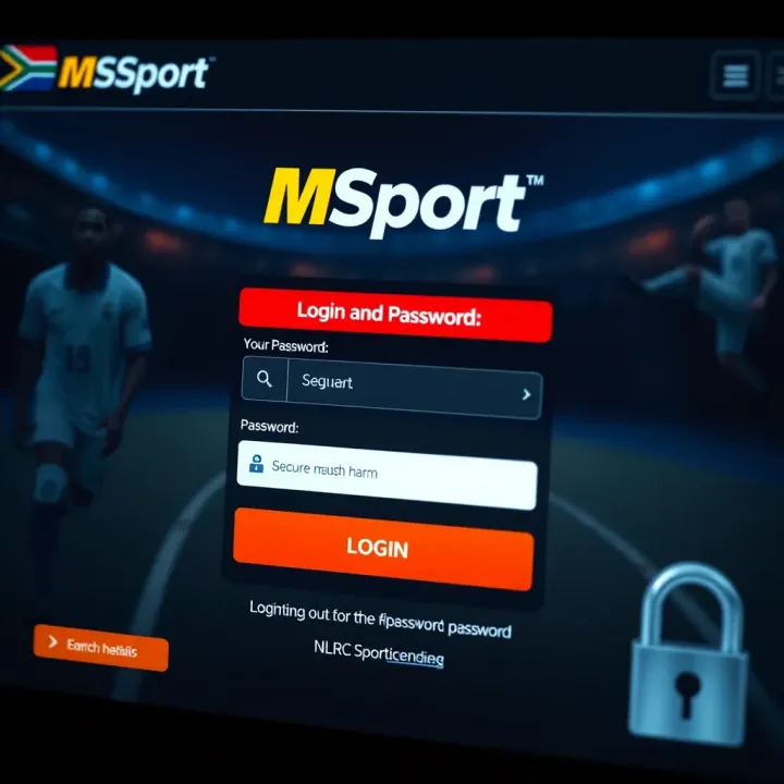 User interface showing MSport South Africa login screen with secure password entry fields