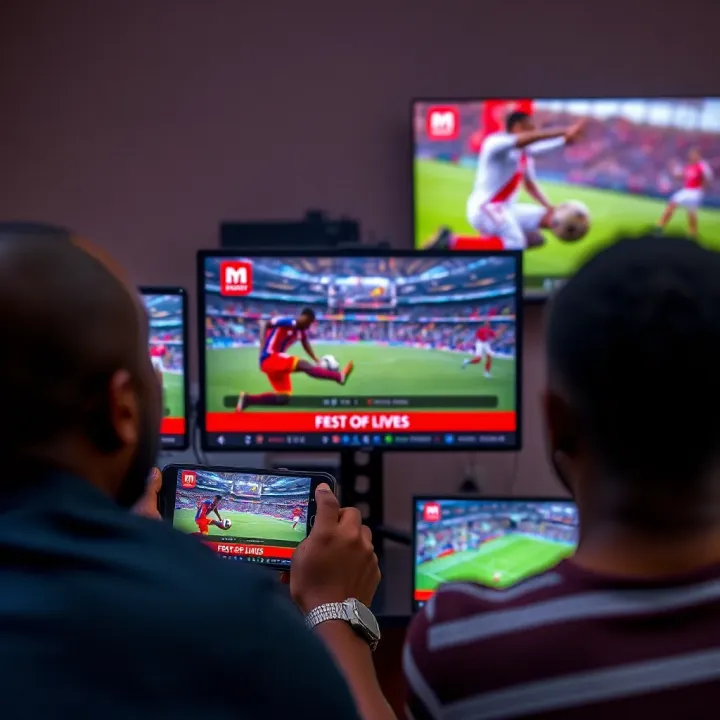 Various electronic devices displaying live sports streaming on Msport application