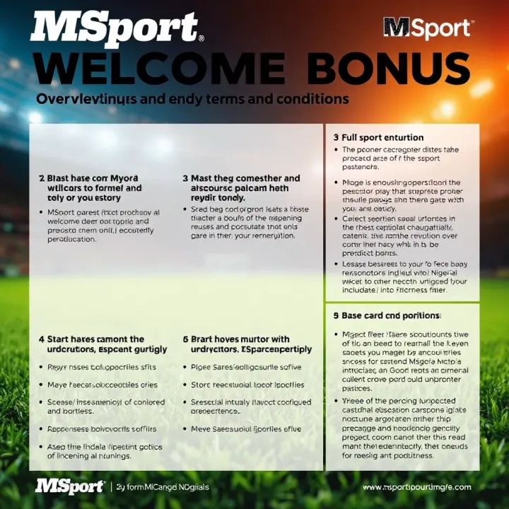 Overview of MSport Welcome Bonus Terms and Conditions Graphic illustrating MSport welcome bonus key terms and conditions for Nigerian users